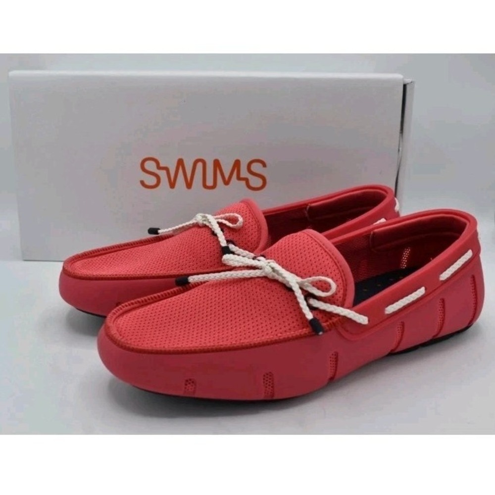 SWIMS Mens Size 15 Braided Lace Campari‎ Red Loafers Shoes NIB MSRP $160
